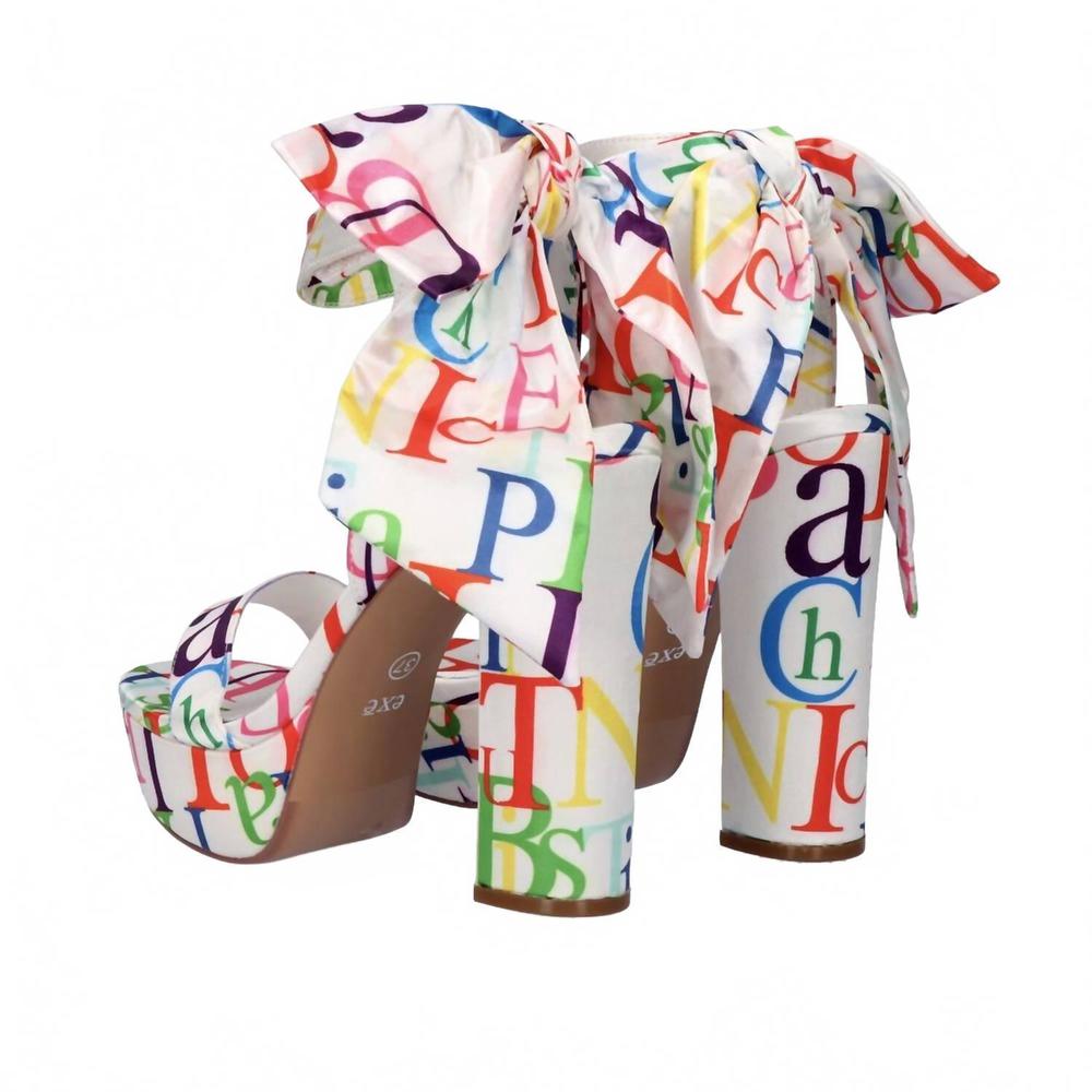 NEW EXE women's ophelia 722 high heel sandal in white multi - Picture 4 of 5